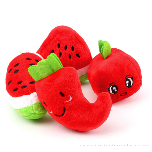 fruit shape interactive squeaky dog chew toy set